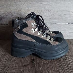 Candie's Vintage Lace Up Grunge Goth Leather Black Platform Boots Women’s Size 8